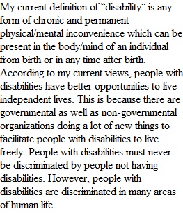 Week 1 Discussion Introduction to Disability